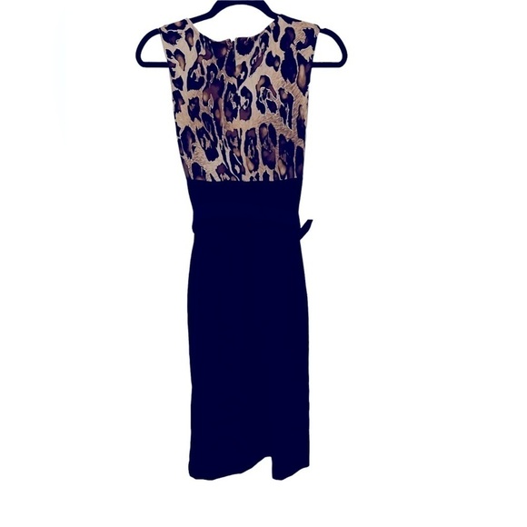 Cache Black Cheetah Print Empire Dress Size 0 - Picture 6 of 8